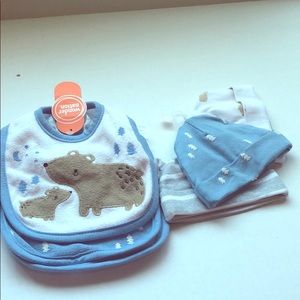 Wonder nation 3pk bear bibs and 3pk hats